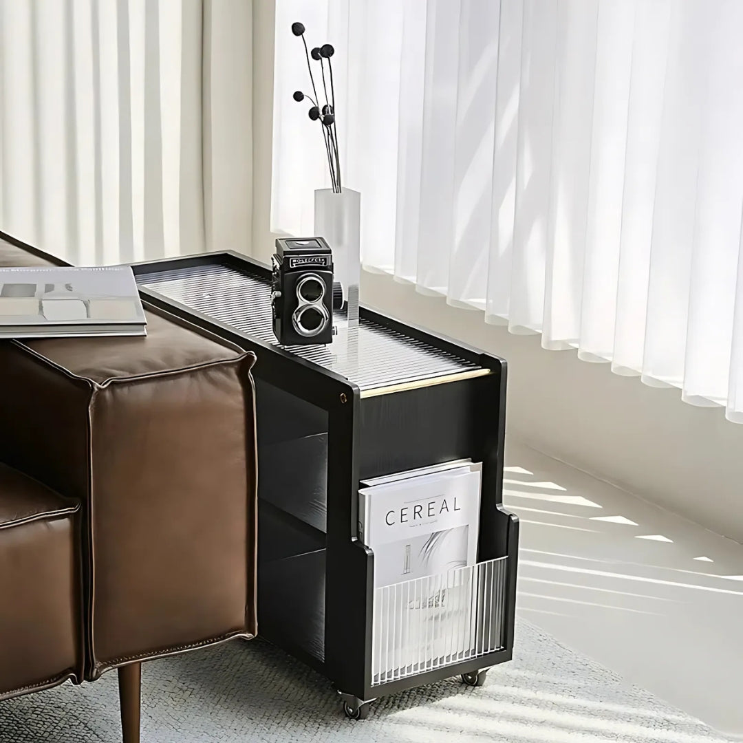 Living Room Narrow End Table Organizer Cart Trolley