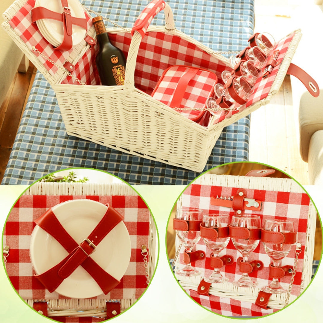 Romantic Wicker Basket Summer Picnic Set