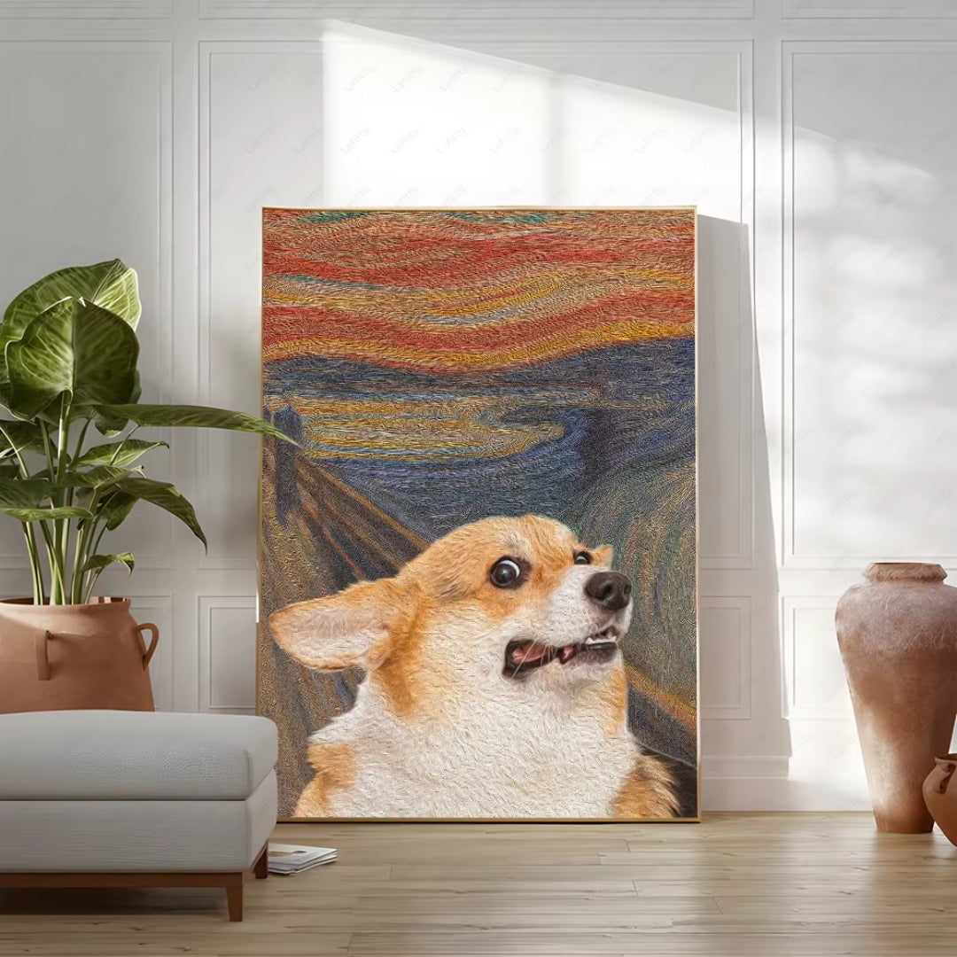 Edvard Munch Scream Cat Waterproof Wall Art Canvas Painting