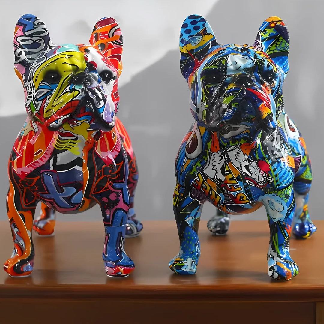 Graffiti French Bulldog Resin Statue Ornament