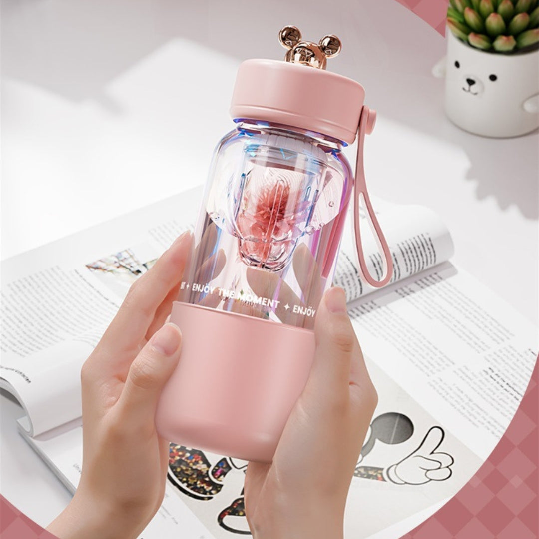 Disney Magnetic Tea Infuser Glass Tumbler Portable