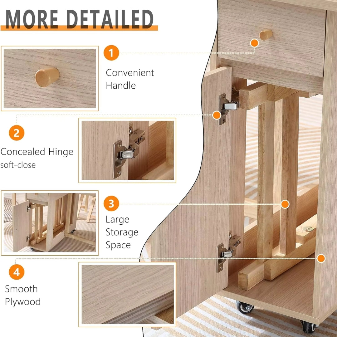 Extendable Folding Dining Space Saving Moveable Table