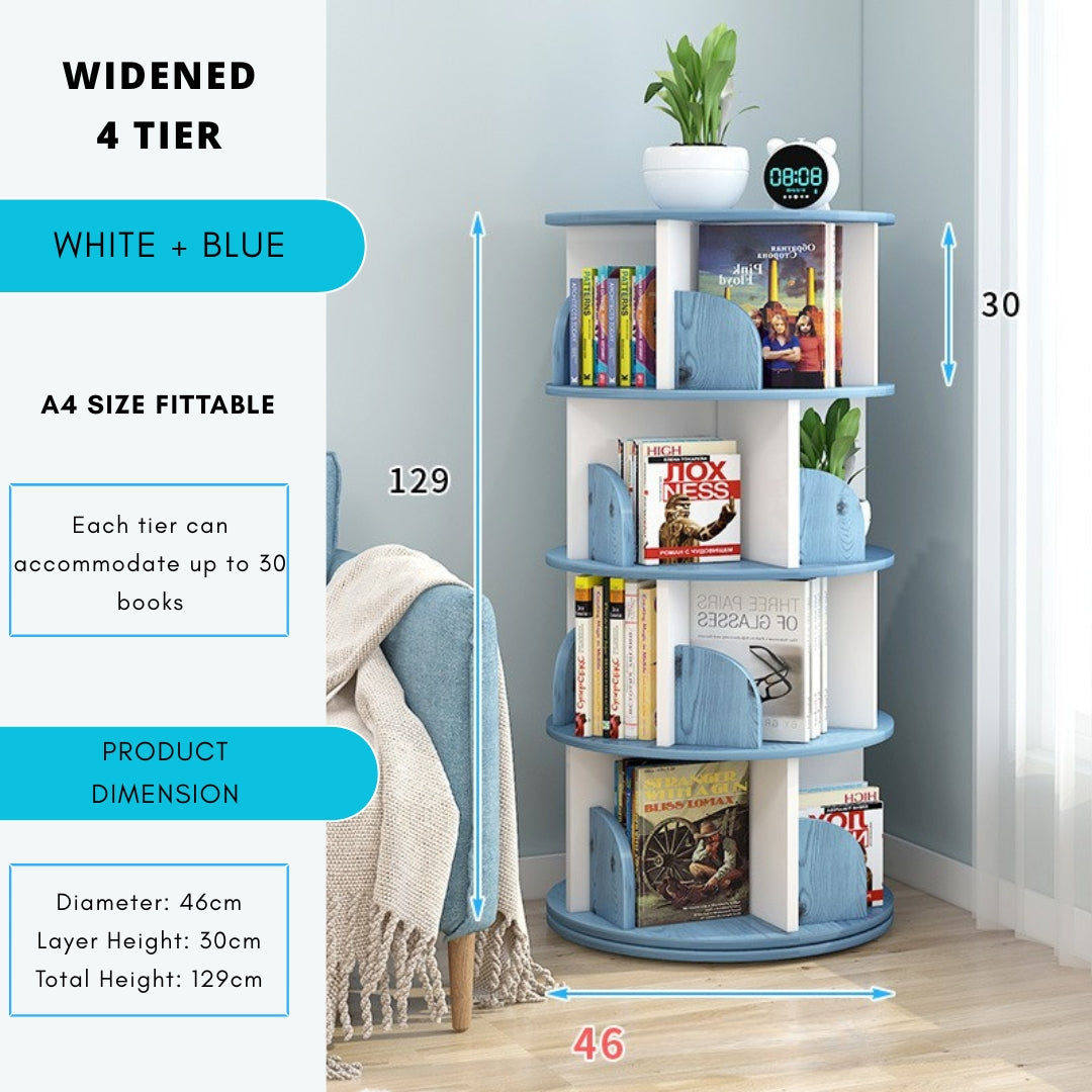 360° Rotating Solid Wood Stackable Corner Bookshelf