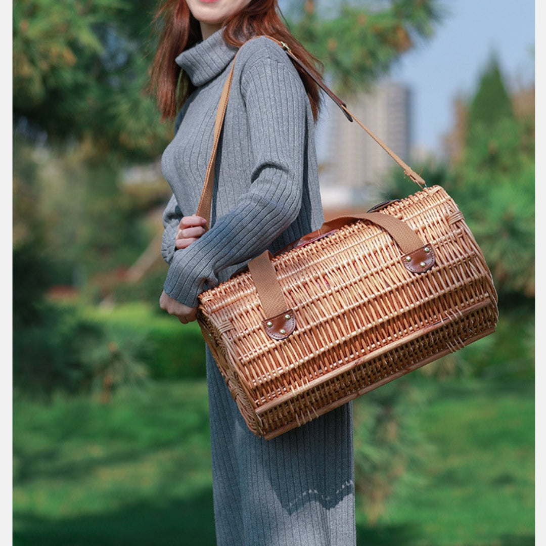 Romantic Wicker Basket Summer Picnic Set