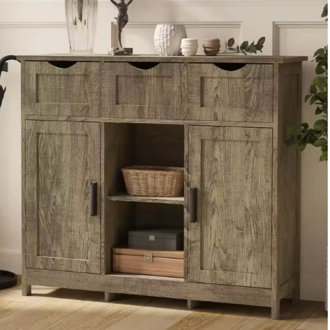3 Drawers Open Shelf White Cabinets & Shelves