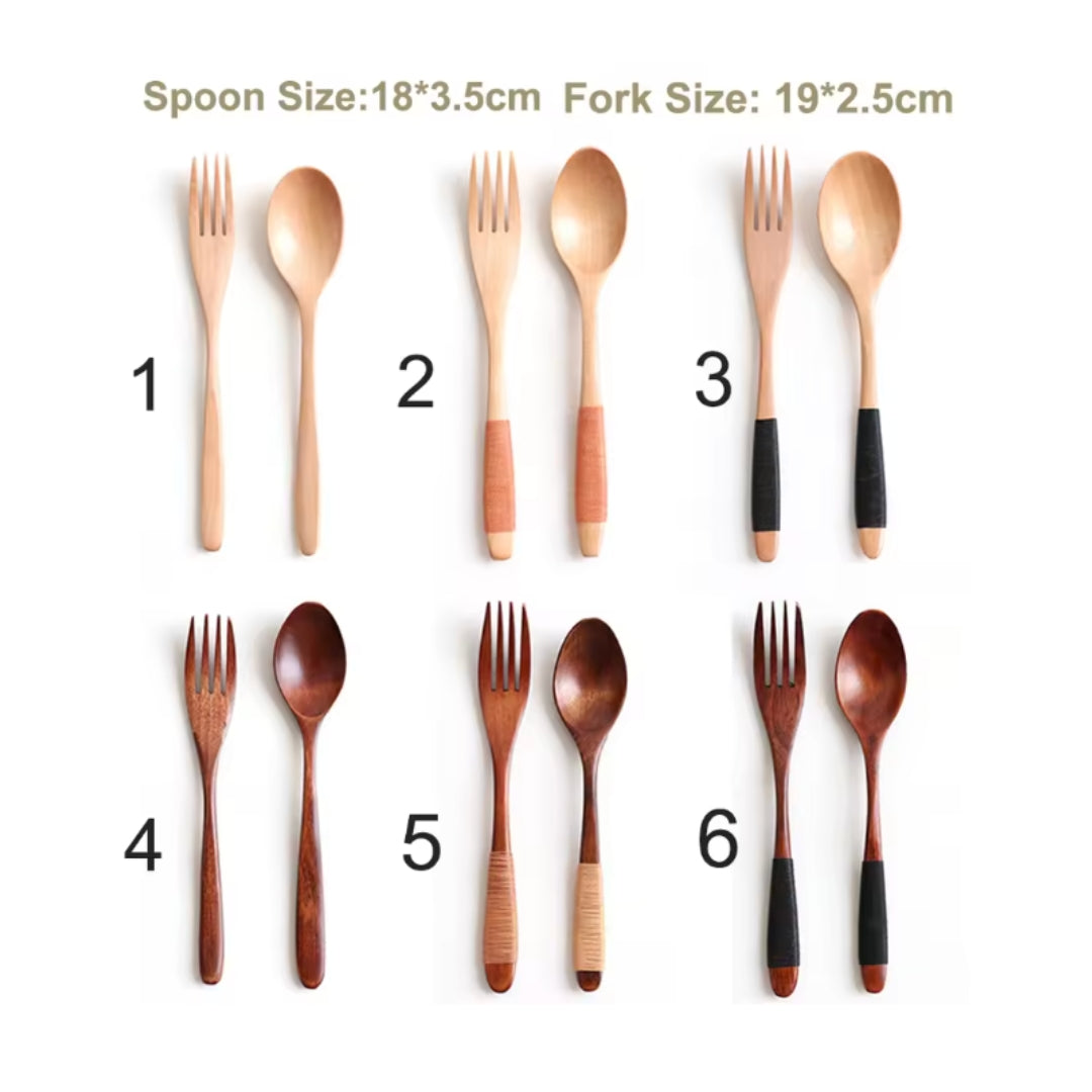 Muji Natural Wooden Spoon & Fork Cutlery Set