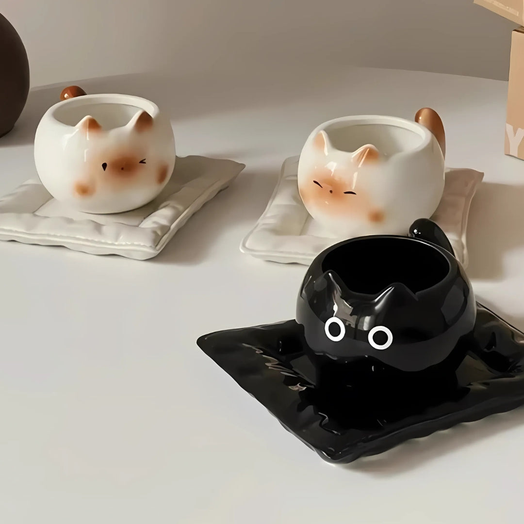 Cute Siamese Cat Ceramic Coffee Cups Breakfast Mug