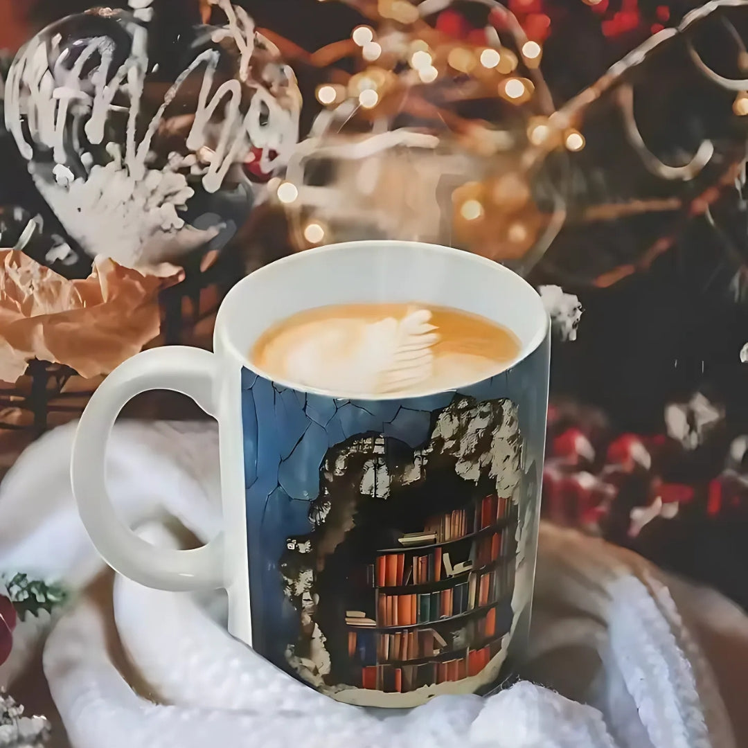 Creative 3D Bookshelf Ceramic Coffee Mug Book Lovers Gift