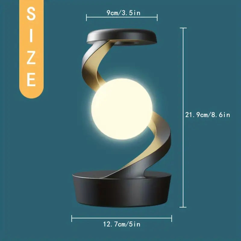 Decorative lamp with dimensions on a blue background