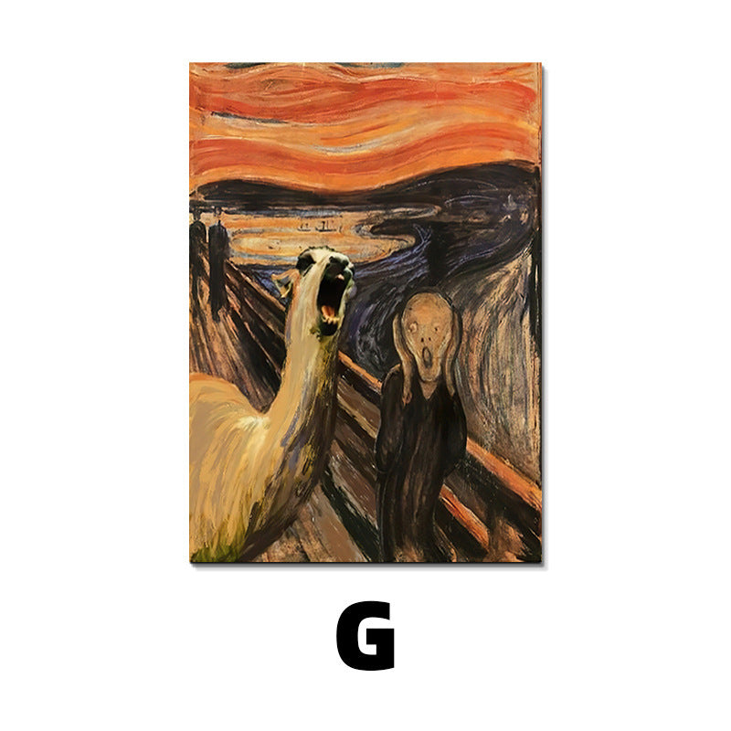 Edvard Munch Scream Cat Waterproof Wall Art Canvas Painting