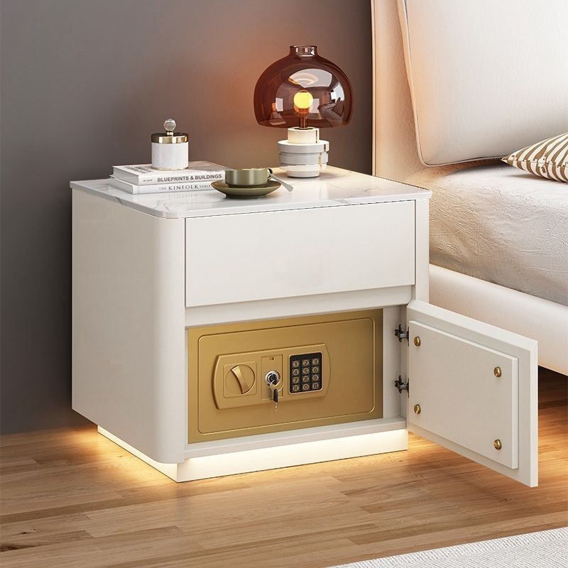 Multi-Functional Smart Safe Bedside Table with LED Night Stand