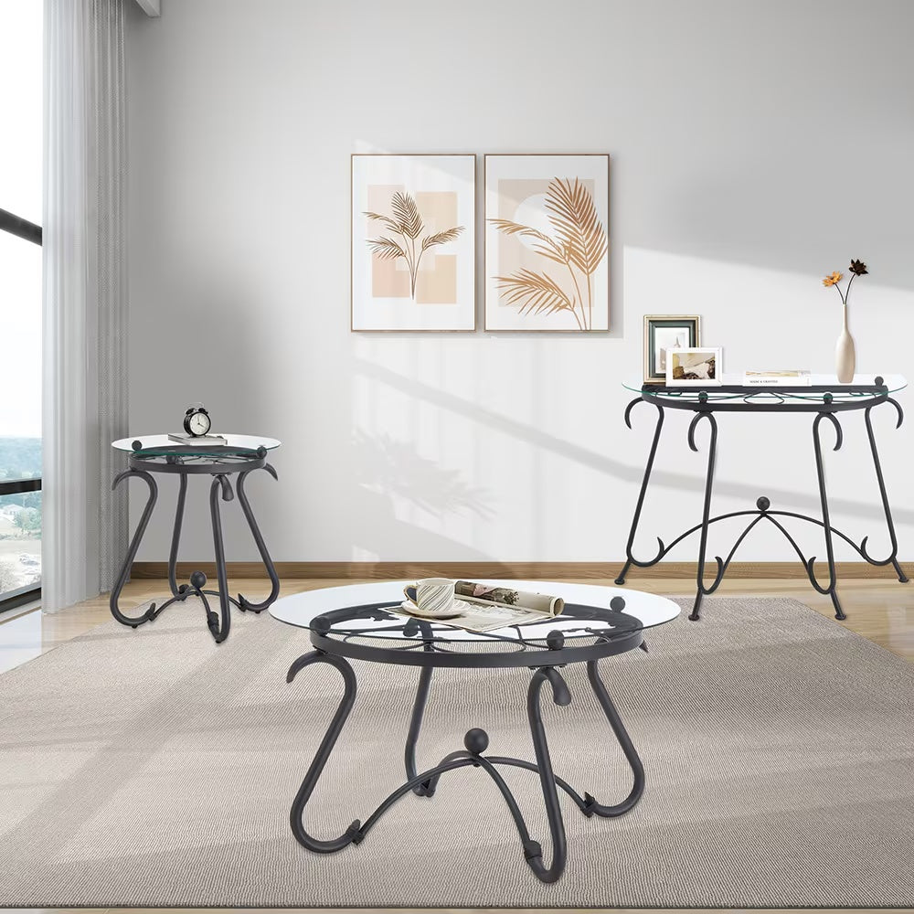 Tempered Glass Surface Console Coffee Table