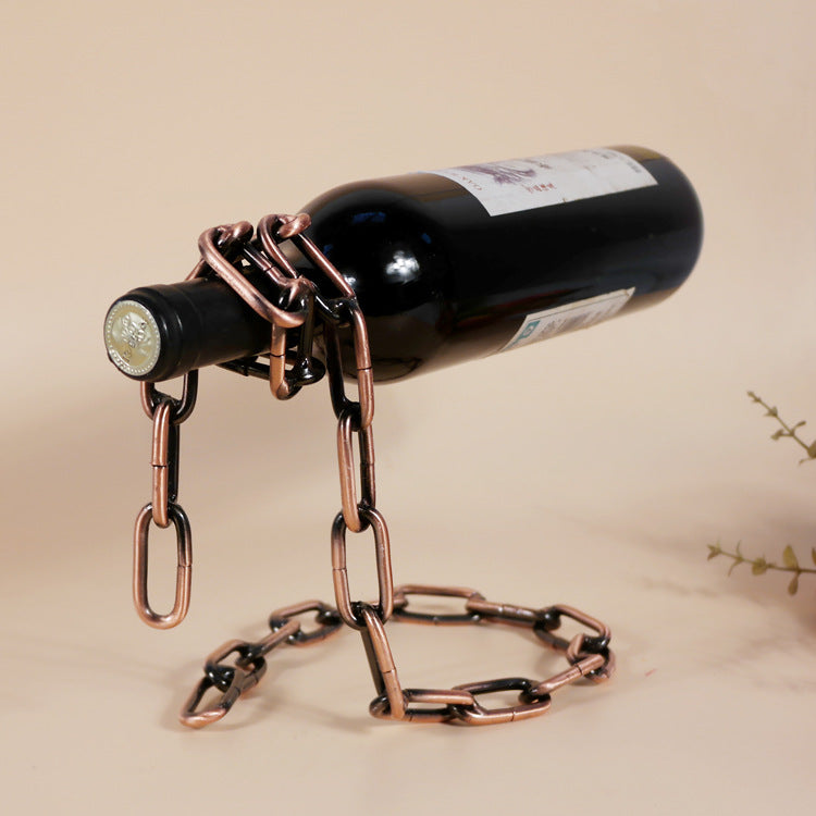 Floating Iron Link Chain Wine Bottle Holder 