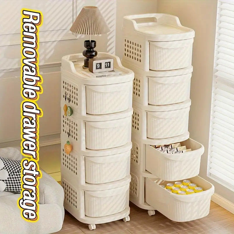 Multi-Tier Rolling Storage Organizer Cart with Drawers