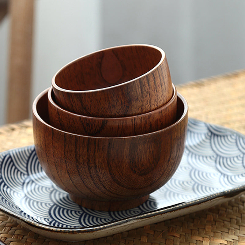 Japanese Style Wooden Rice Soup Bowl