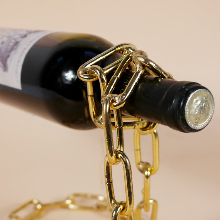 Floating Iron Link Chain Wine Bottle Holder 