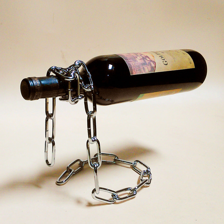 Floating Iron Link Chain Wine Bottle Holder 