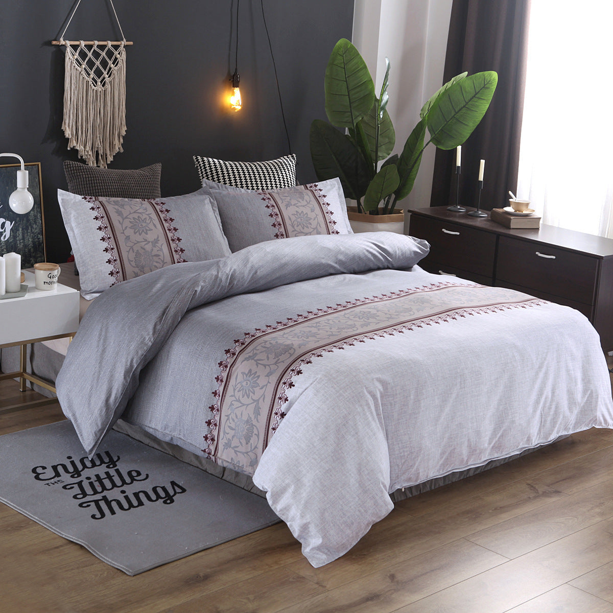 Comfy Farmhouse Boho Printed 3 Pieces Duvet Bedding Set