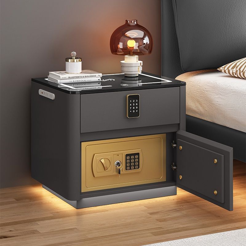 Multi-Functional Smart Safe Bedside Table with LED Night Stand