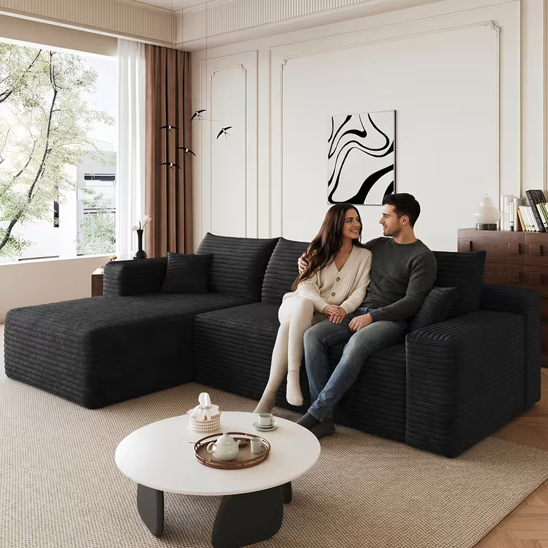 L-Shaped Sectional Sofa Couch with Right-Sided Chaise