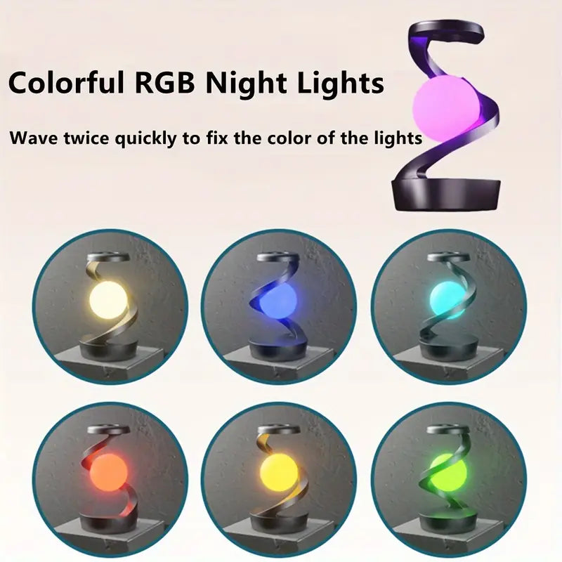 Colorful RGB night light with various color options on a beige background