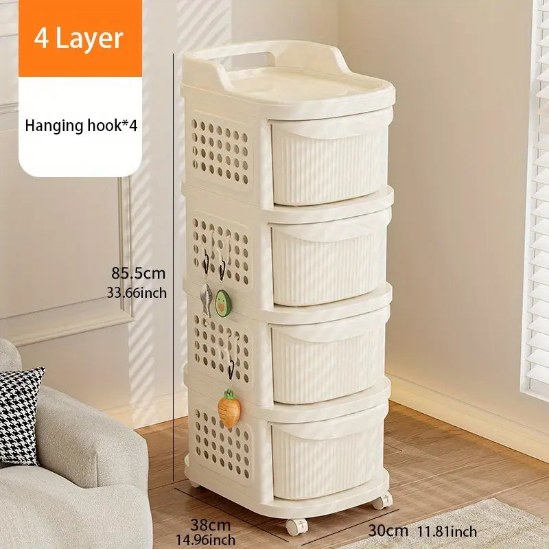 Multi-Tier Rolling Storage Organizer Cart with Drawers