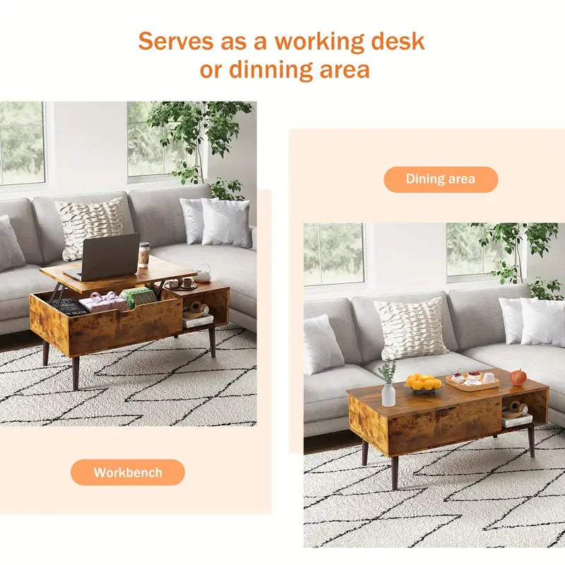 Lift Top Coffee Table With Hidden Storage Compartment