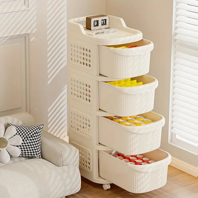 Multi-Tier Rolling Storage Organizer Cart with Drawers