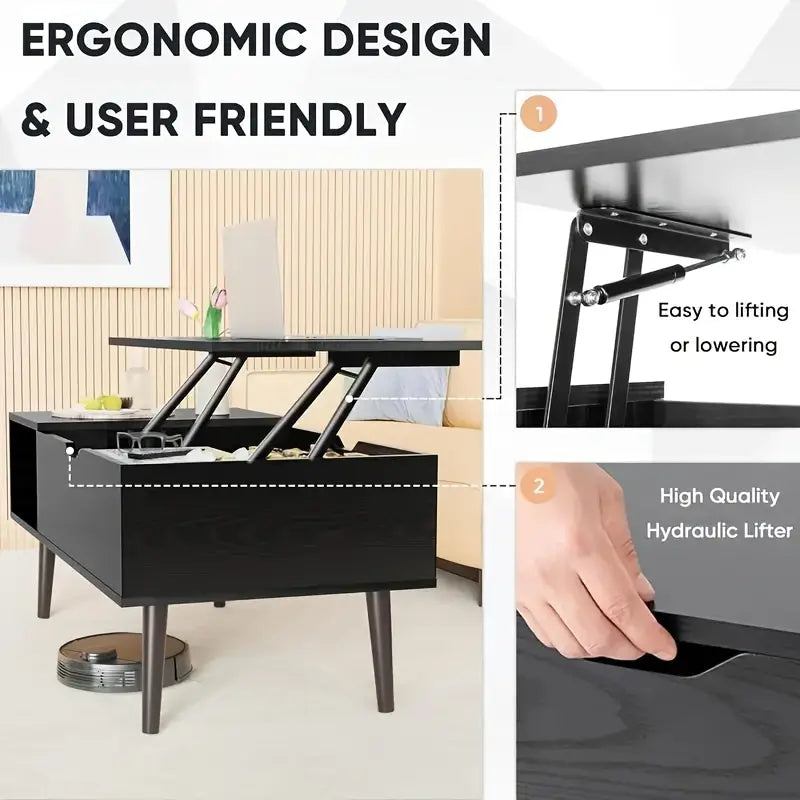 Lift Top Coffee Table With Hidden Storage Compartment