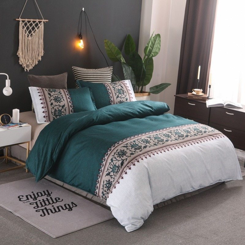 Comfy Farmhouse Boho Printed 3 Pieces Duvet Bedding Set