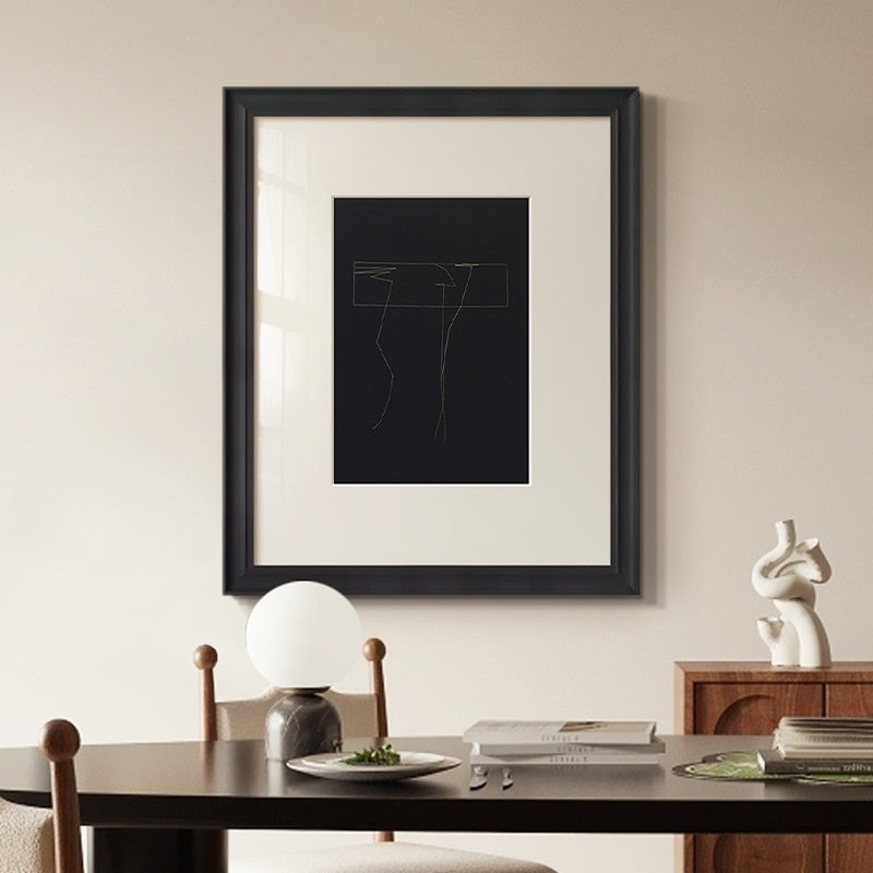 Black White High-End Linear Abstract Canvas Painting