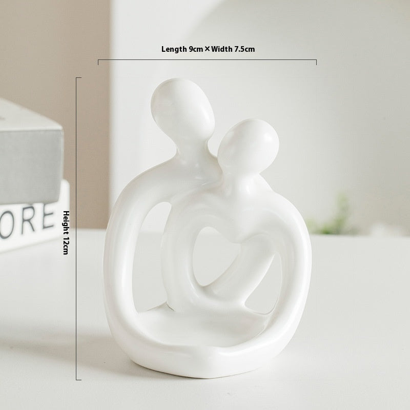 Romantic Hugging Couple Ceramic Candle Holder