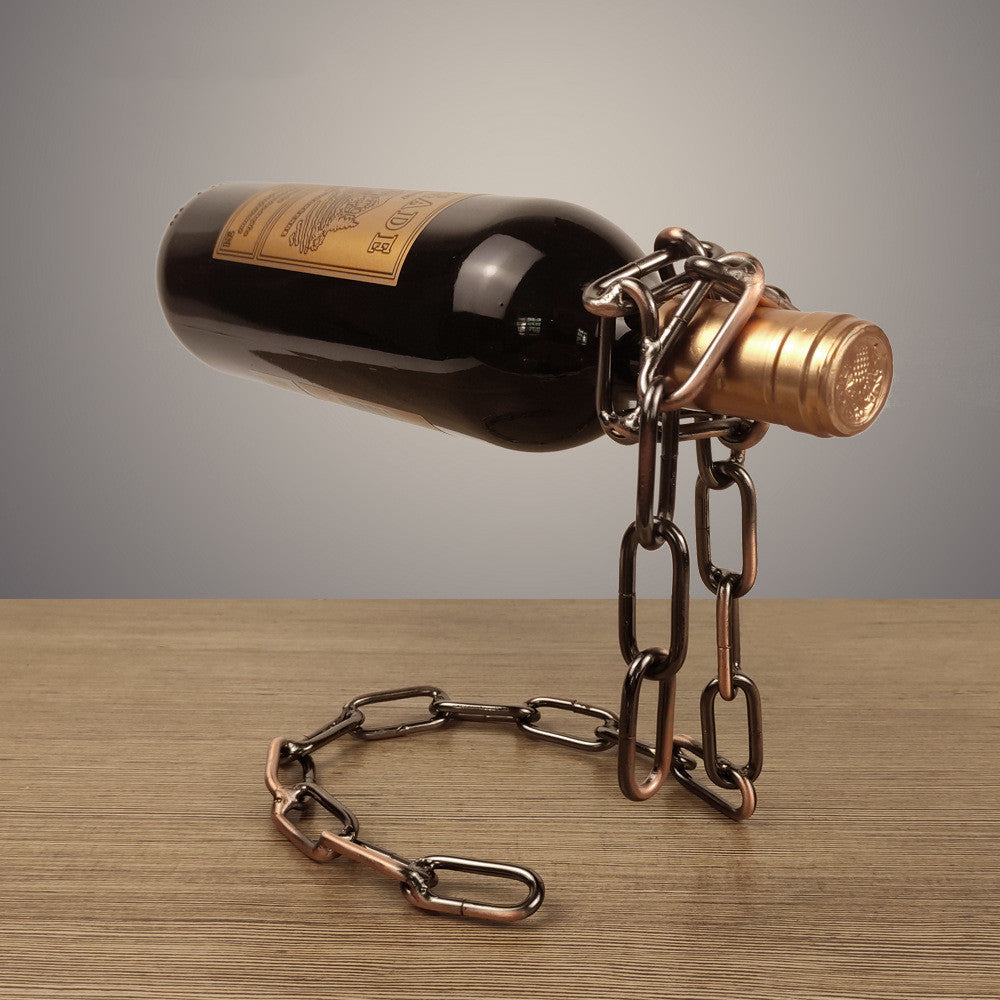 Floating Iron Link Chain Wine Bottle Holder 