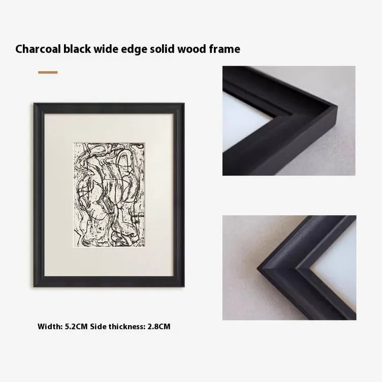 Black White High-End Linear Abstract Canvas Painting