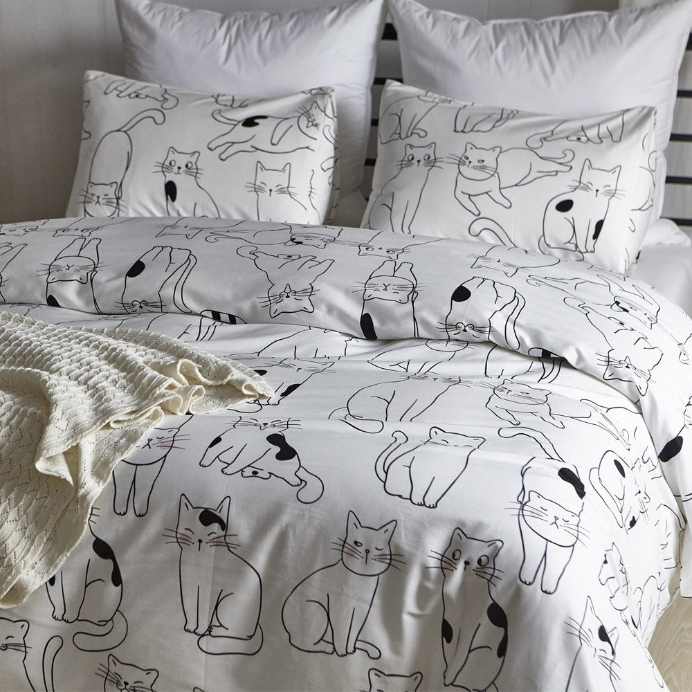 Cotton Duvet Cover Pillowcase with Bedsheet 4pcs Linen Set