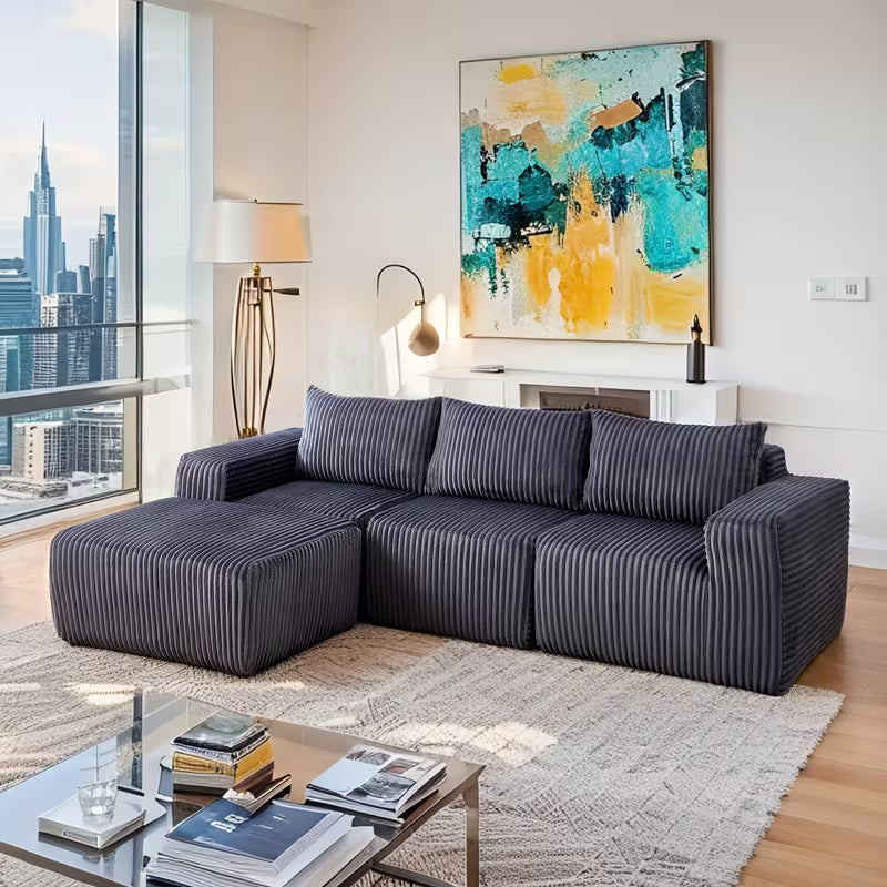 L-Shaped Sectional Sofa Couch with Right-Sided Chaise