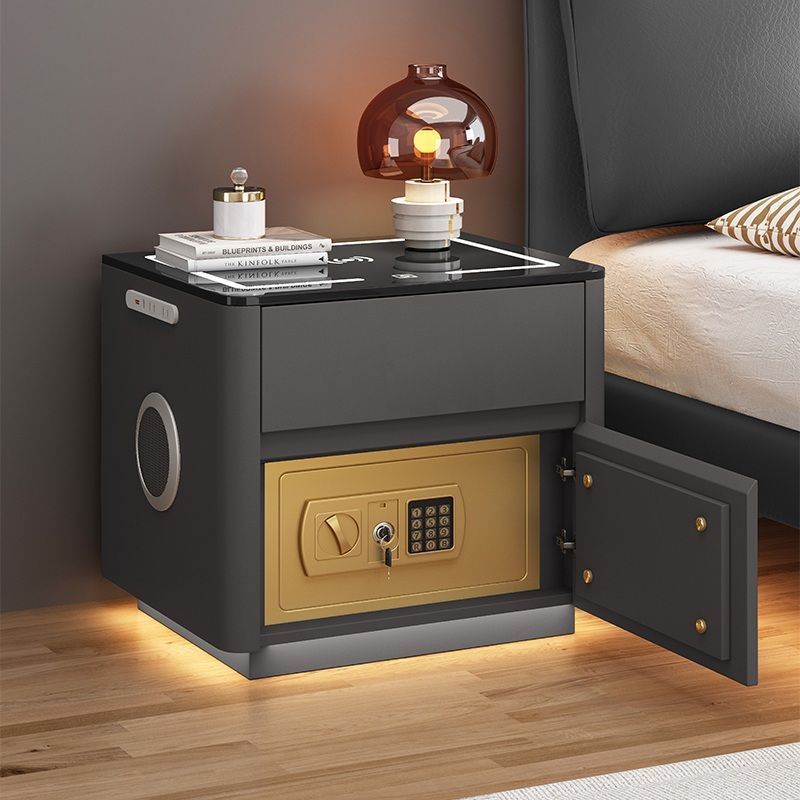 Multi-Functional Smart Safe Bedside Table with LED Night Stand