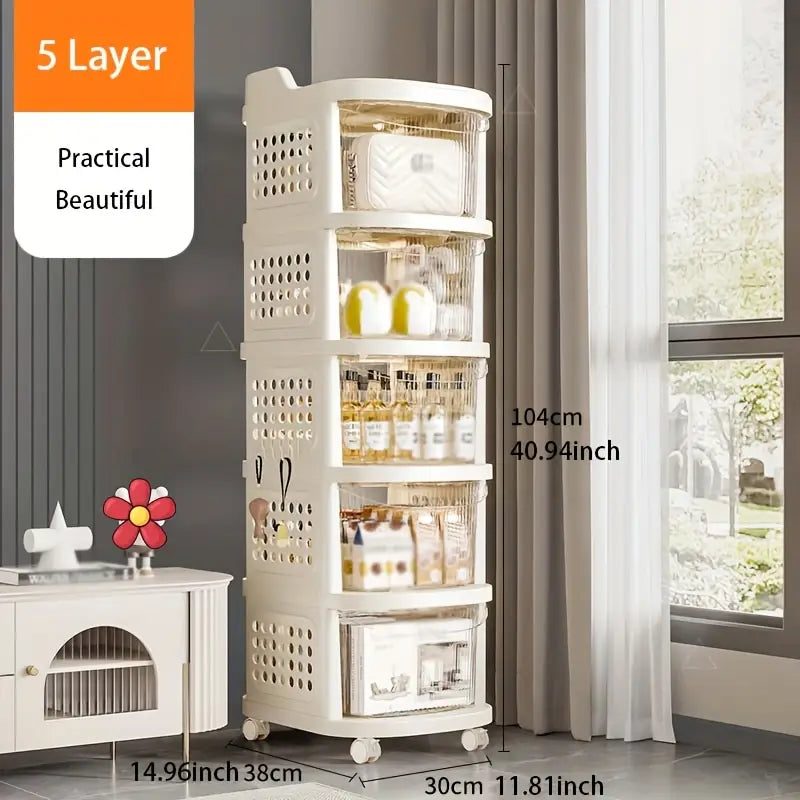 Multi-Tier Rolling Storage Organizer Cart with Drawers