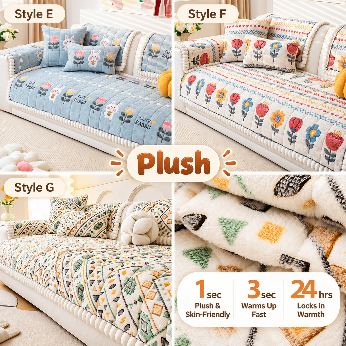 CloudSoft Plush Fabric Non-Slip Sofa Cover