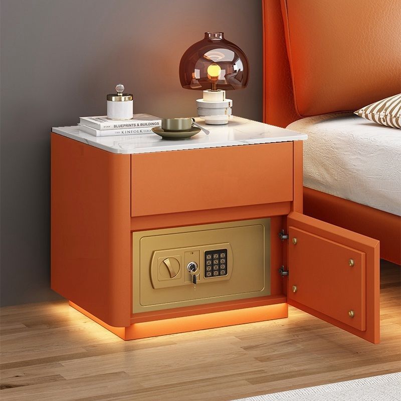 Multi-Functional Smart Safe Bedside Table with LED Night Stand