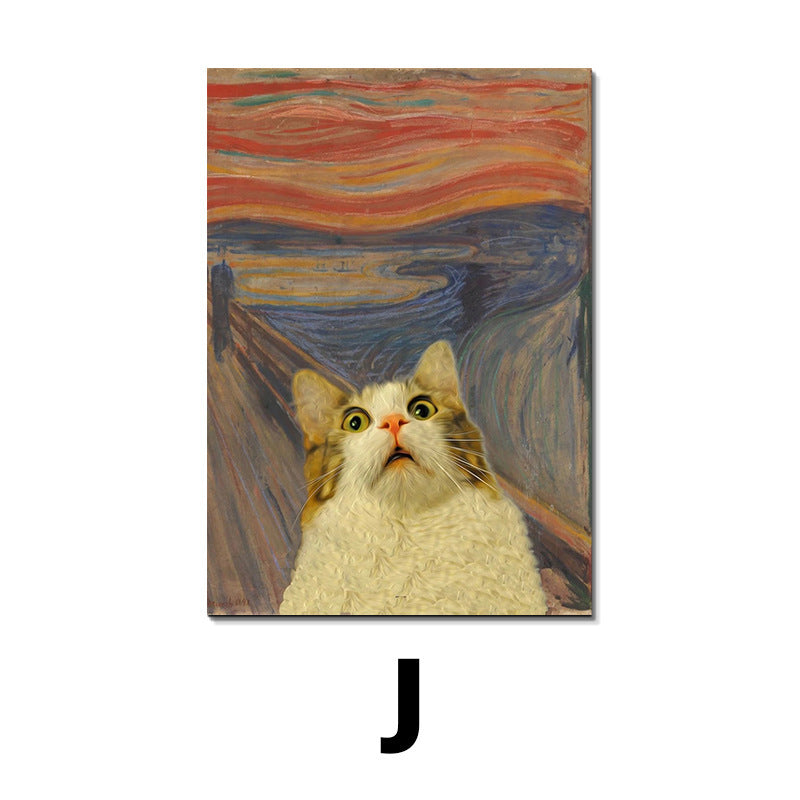 Edvard Munch Scream Cat Waterproof Wall Art Canvas Painting