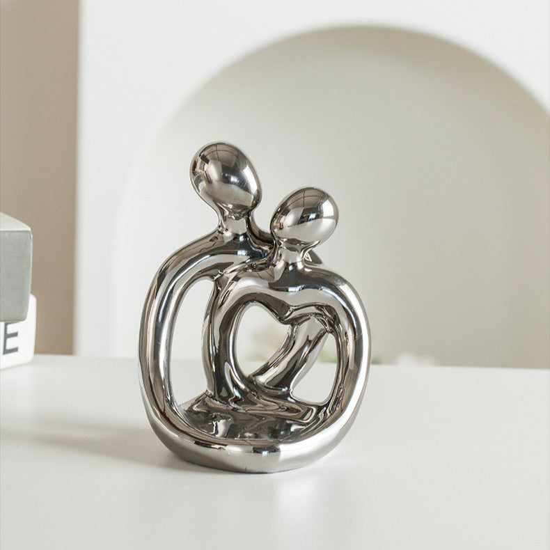 Romantic Hugging Couple Ceramic Candle Holder