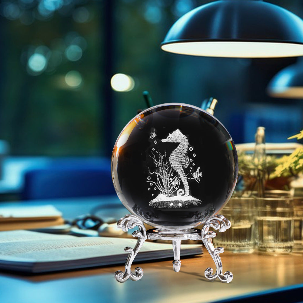 3D Miniature Engraved Crystal Ball Zodiac Gift