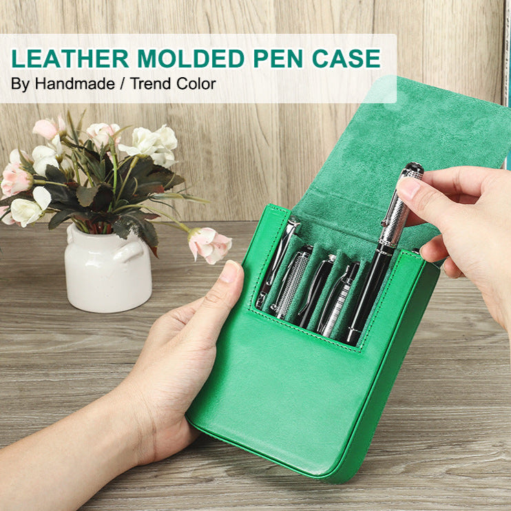 Handmade Leather Fountain Pen Case Organizer Holder