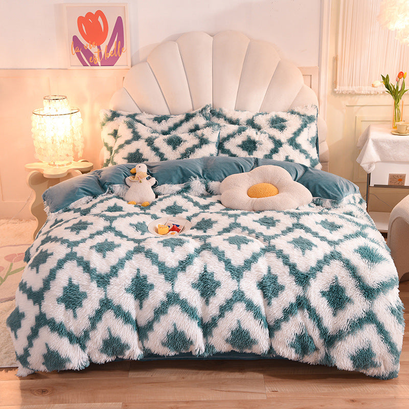 Nordic Furry Plush Duvet Cover 4Pcs Bedding Set