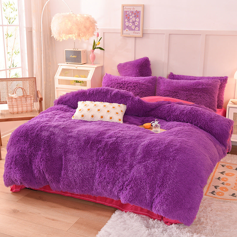 Purple textured bedspread 