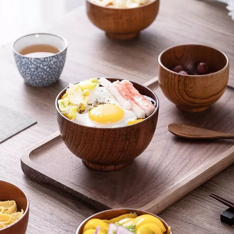 Japanese Style Wooden Rice Soup Bowl