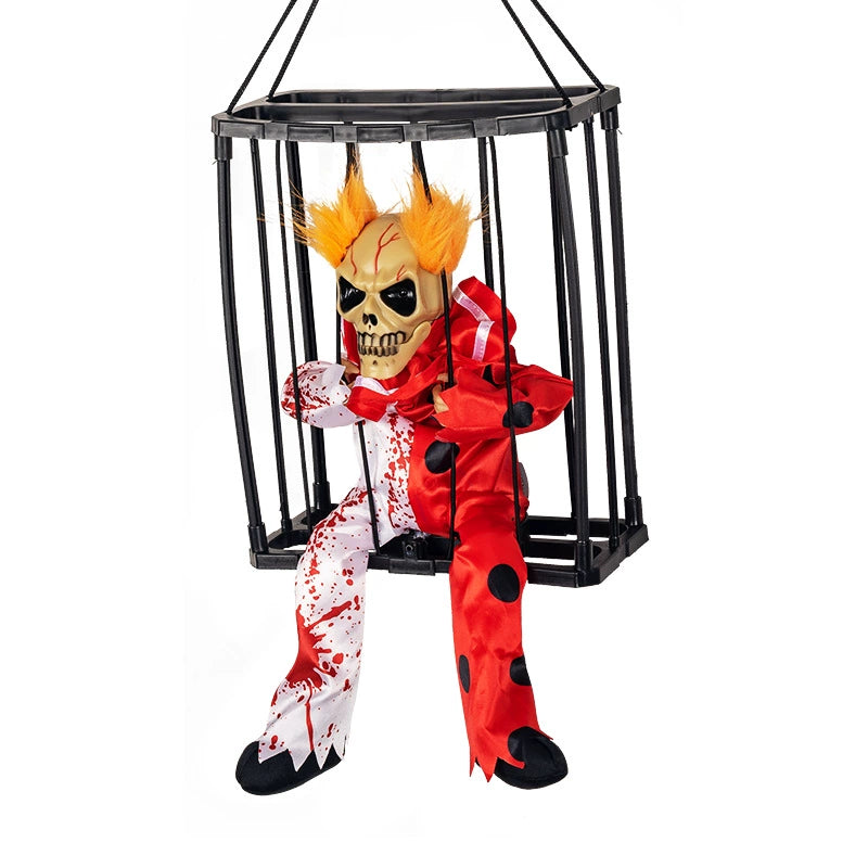 Let Me Out Halloween Spooky Sound & Motion Prisoner in Hanging Cage