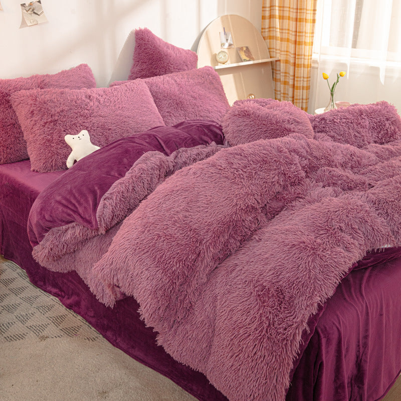 Purple fluffy bedding set o