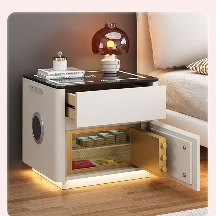Multi-Functional Smart Safe Bedside Table with LED Night Stand